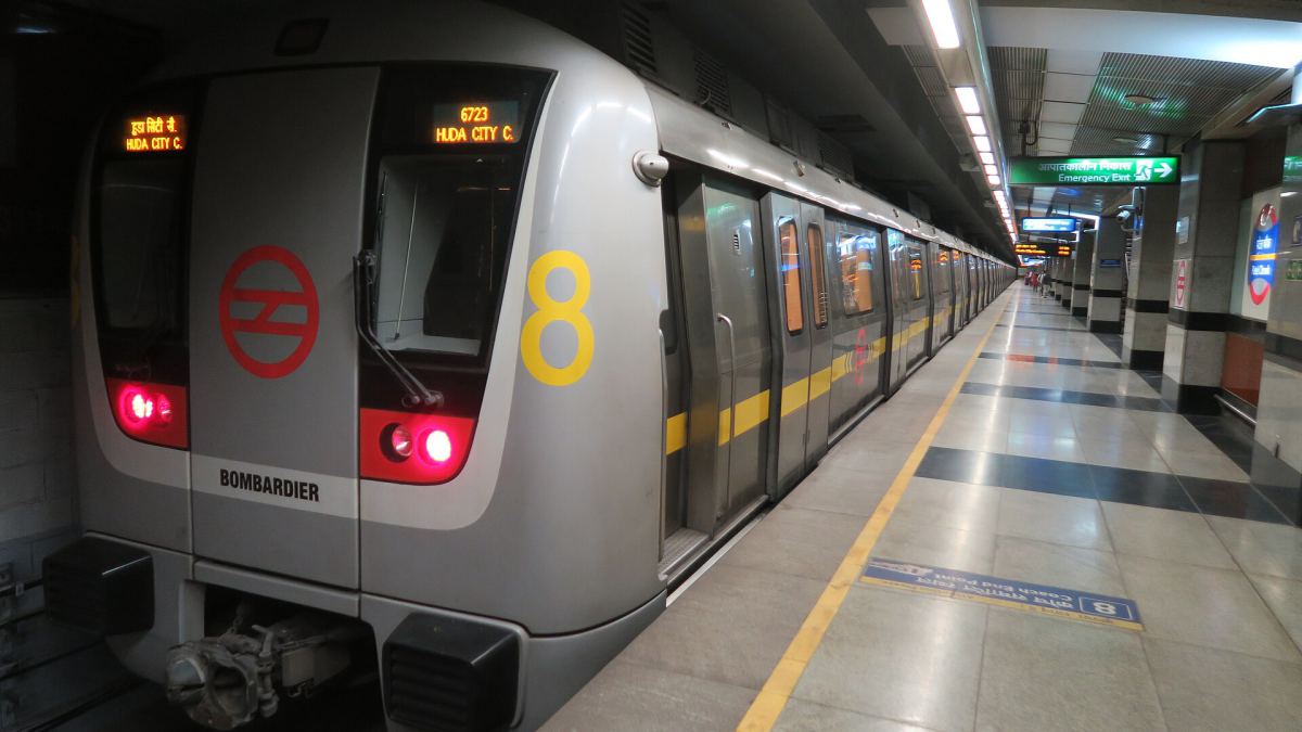 Delhi Metro train at a station