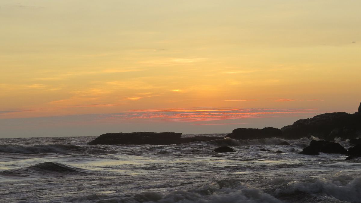 Sunset over the sea at Calangute, Goa